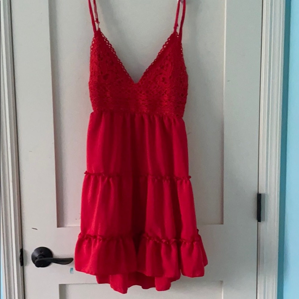 RED FLOWY DRESS